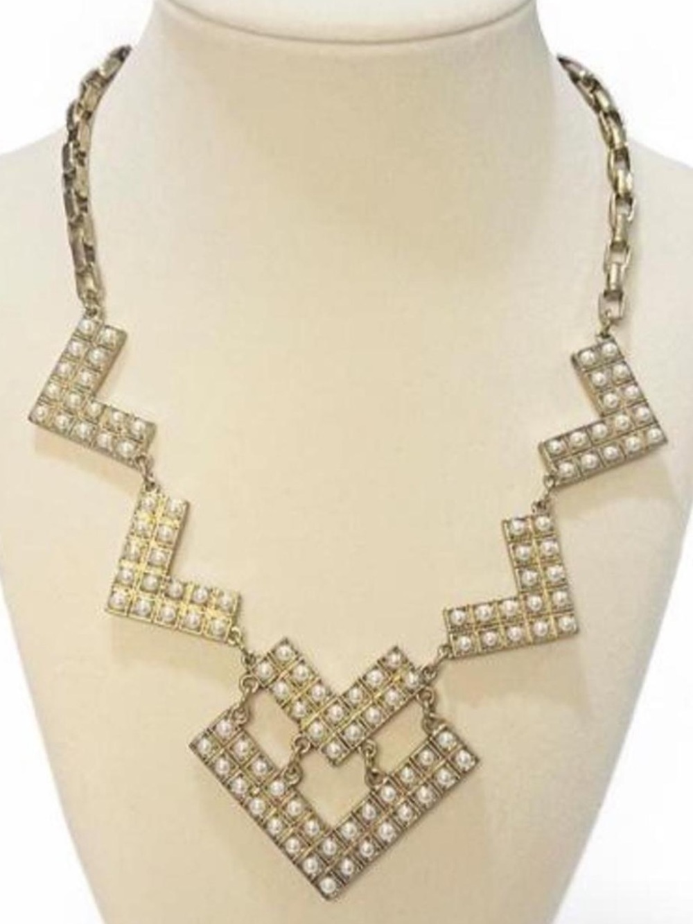 Gold Geometric Crystal Statement Necklace - Women's Jewelry